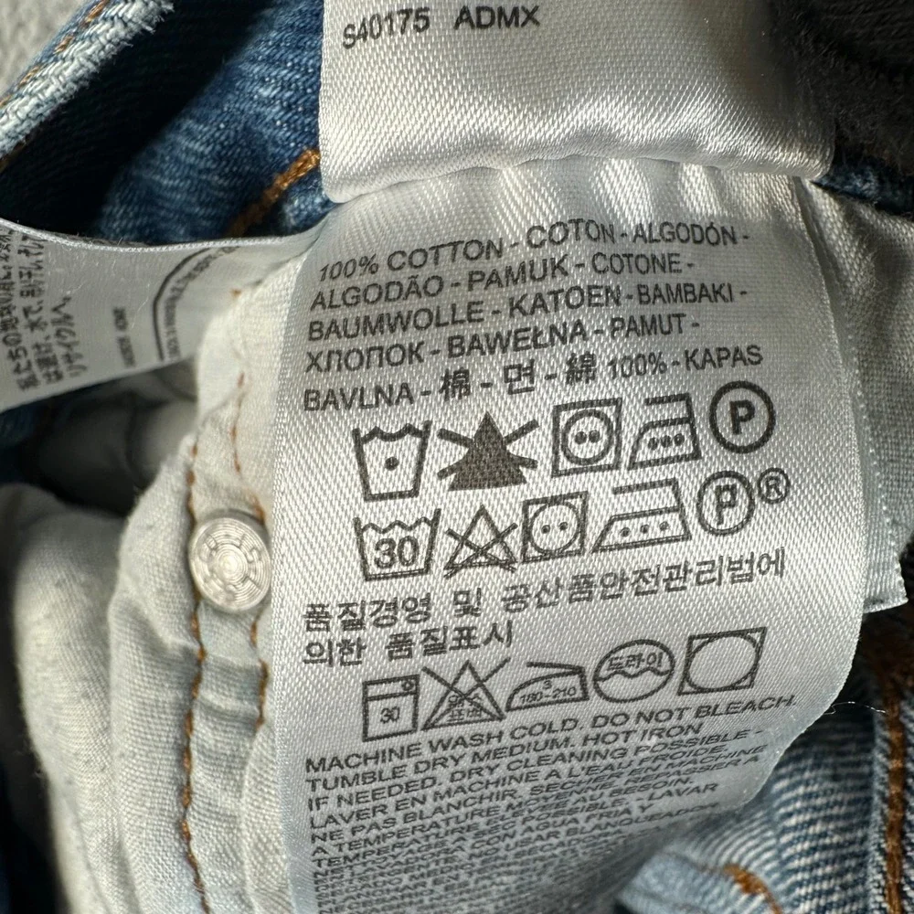 Levis 501 CT Custom Tapered Distressed Blue Jeans Mens 34x28 Button Fly